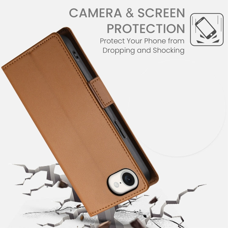 For iPhone SE 2024 Side Buckle Magnetic Frosted Leather Phone Case(Brown) - More iPhone Cases by buy2fix | Online Shopping UK | buy2fix