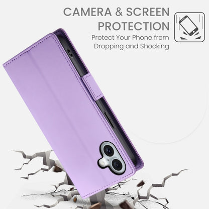 For iPhone 16 Plus Side Buckle Magnetic Frosted Leather Phone Case(Purple) - iPhone 16 Plus Cases by buy2fix | Online Shopping UK | buy2fix