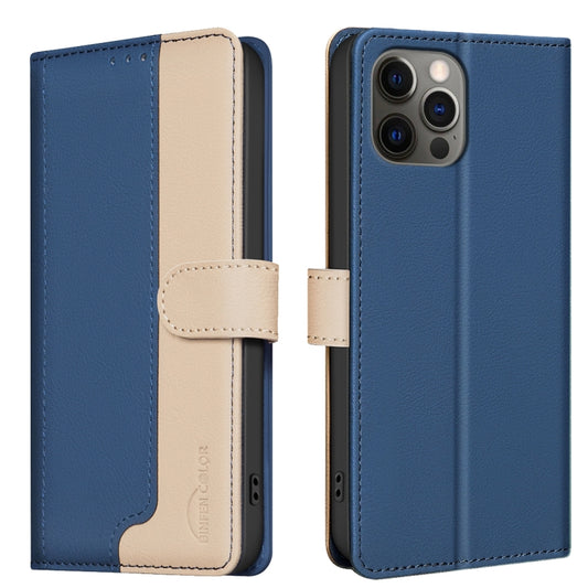 For iPhone 16 Pro Max Color Matching RFID Anti-theft Leather Phone Case(Blue) - iPhone 16 Pro Max Cases by buy2fix | Online Shopping UK | buy2fix