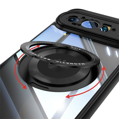 For Google Pixel 9 Pro XL 360 Holder Magsafe Acrylic Hybrid TPU Phone Case(Black) - Google Cases by buy2fix | Online Shopping UK | buy2fix