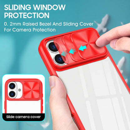 For iPhone 16 Sliding Camshield Acrylic Hybrid TPU Phone Case(Red) - iPhone 16 Cases by buy2fix | Online Shopping UK | buy2fix