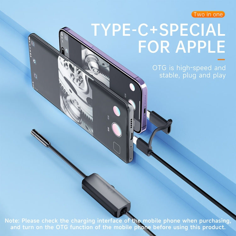 AN112 2 in 1 USB-C / Type-C + 8 Pin Interface 5.5mm HD Industry Endoscope, Length:1m Soft Tube -  by buy2fix | Online Shopping UK | buy2fix