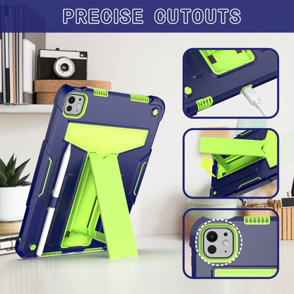 For iPad Pro 11 2024 T Holder Robot Silicone Hybrid PC Tablet Case(Navy Yellow Green) - iPad Pro 11 2024 Cases by buy2fix | Online Shopping UK | buy2fix