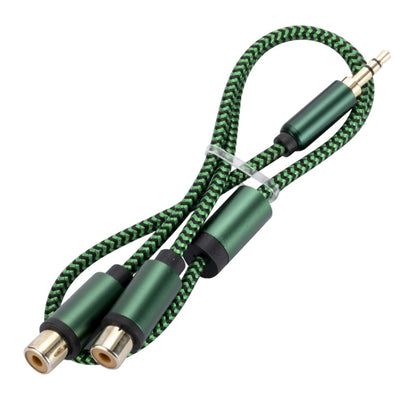 3.5mm Male to 2 RCA Female Audio Cable Amplifier Connector, Length:0.5m(Green) - RCA Cable by buy2fix | Online Shopping UK | buy2fix