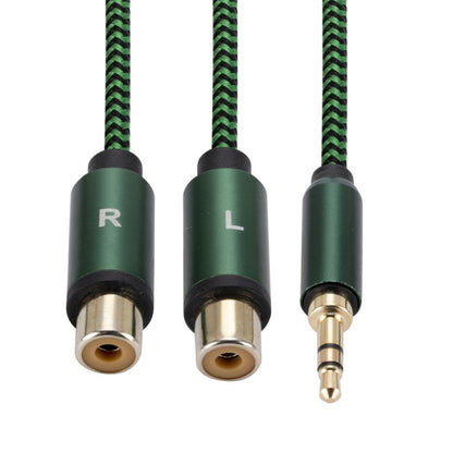 3.5mm Male to 2 RCA Female Audio Cable Amplifier Connector, Length:2m(Green) - RCA Cable by buy2fix | Online Shopping UK | buy2fix