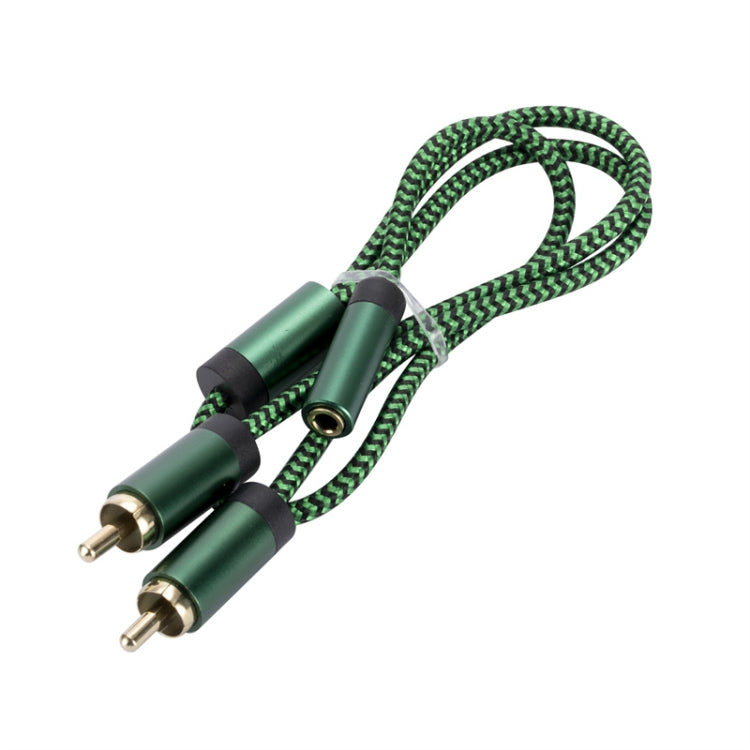 3.5mm Female to 2 RCA Male Audio Cable Amplifier Connector, Length:1m(Green) - RCA Cable by buy2fix | Online Shopping UK | buy2fix