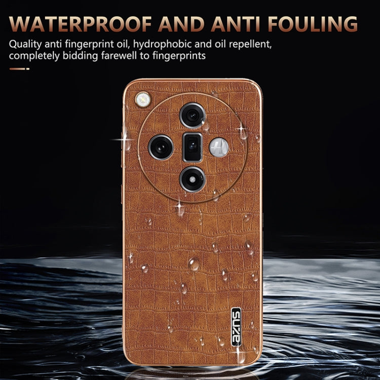 For OPPO Find X7 Ultra AZNS Electroplated Frame Crocodile Texture Full Coverage Phone Case(Black) - OPPO Cases by AZNS | Online Shopping UK | buy2fix