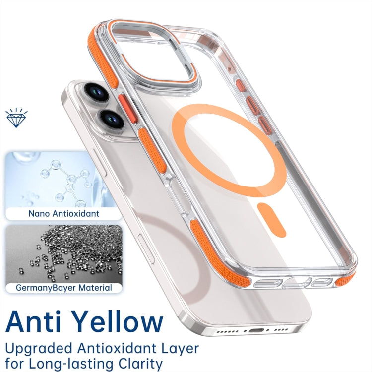 For iPhone 16 Dual-Color Clear Acrylic Hybrid TPU Lens Flip Holder MagSafe Phone Case(Blue) - iPhone 16 Cases by buy2fix | Online Shopping UK | buy2fix