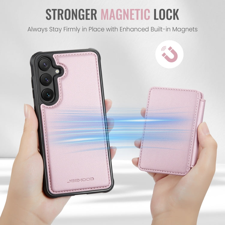 For Samsung Galaxy S24 5G JEEHOOD J05 Business Magnetic Style RFID Leather Phone Case(Pink) - Galaxy S24 5G Cases by JEEHOOD | Online Shopping UK | buy2fix