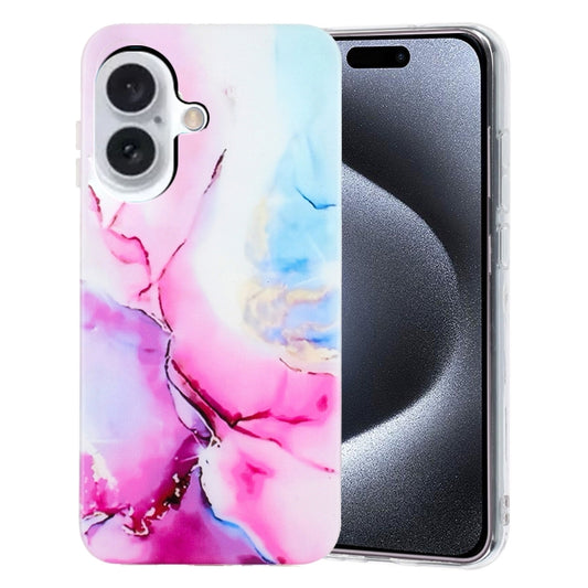 For iPhone 16 Plus IMD Marble TPU Phone Case(Pink Blue) - iPhone 16 Plus Cases by buy2fix | Online Shopping UK | buy2fix