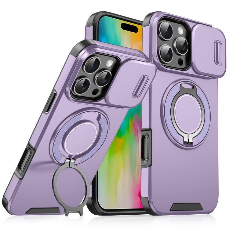 For iPhone 16 Pro Sliding Camshield Ring Holder Phone Case(Purple) - iPhone 16 Pro Cases by buy2fix | Online Shopping UK | buy2fix