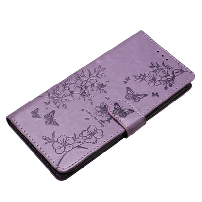 For iPhone 16 Pro Butterflies and Flowers Leather Phone Case(Purple) - iPhone 16 Pro Cases by buy2fix | Online Shopping UK | buy2fix