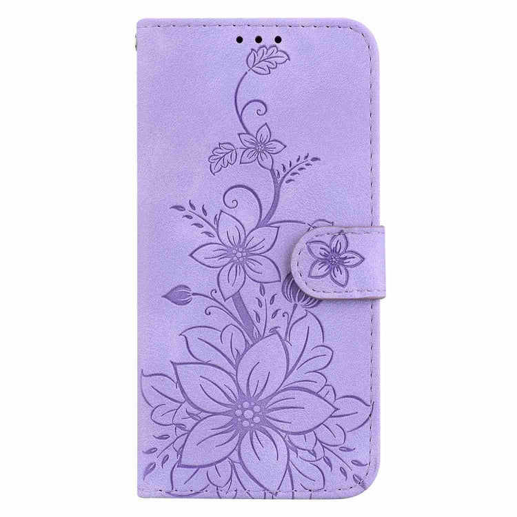 For Samsung Galaxy S25 5G Lily Embossed Leather Phone Case(Purple) - Galaxy S25 5G Cases by buy2fix | Online Shopping UK | buy2fix