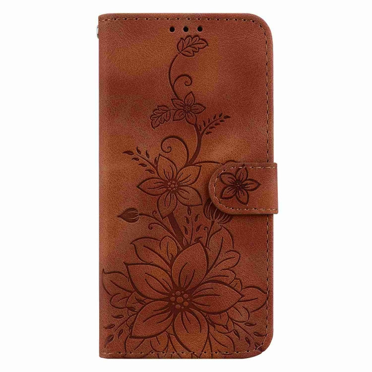 For Samsung Galaxy S25 Ultra 5G Lily Embossed Leather Phone Case(Brown) - Galaxy S25 Ultra 5G Cases by buy2fix | Online Shopping UK | buy2fix