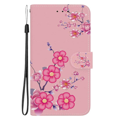 For Samsung Galaxy S25 5G Crystal Texture Colored Drawing Leather Phone Case(Cherry Blossoms) - Galaxy S25 5G Cases by buy2fix | Online Shopping UK | buy2fix