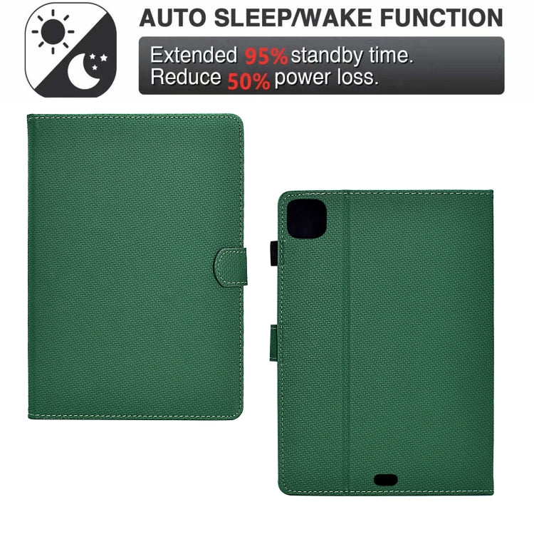 For iPad Pro 11 2024 Solid Color Fiber Texture Smart Tablet Leather Case(Green) - iPad Pro 11 2024 Cases by buy2fix | Online Shopping UK | buy2fix