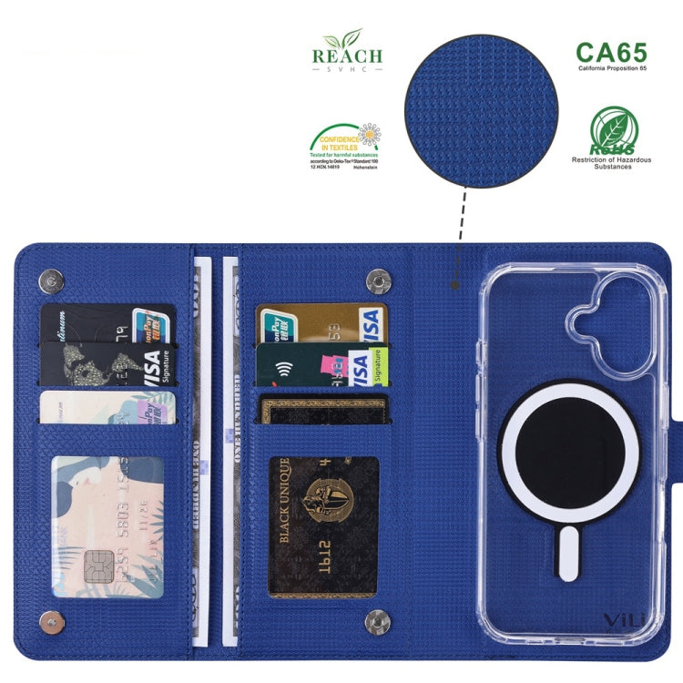 For iPhone 16 Pro ViLi GHA-C Series RFID MagSafe Magnetic Flip Leather Phone Case(Blue) - iPhone 16 Pro Cases by ViLi | Online Shopping UK | buy2fix