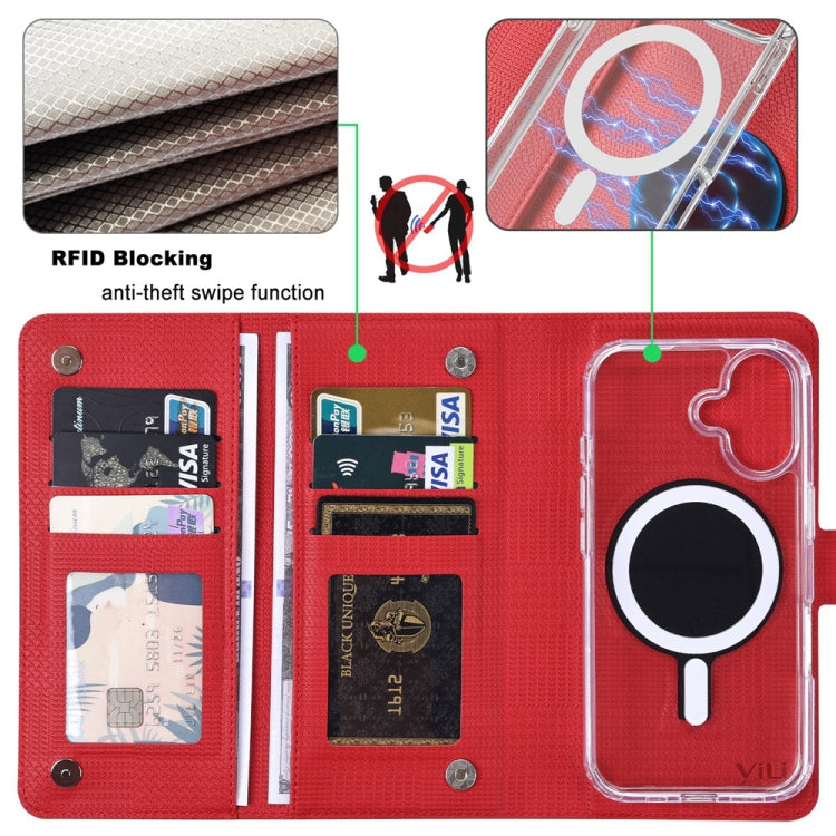 For iPhone 14 Plus ViLi GHA-C Series RFID MagSafe Magnetic Flip Leather Phone Case(Red) - iPhone 14 Plus Cases by ViLi | Online Shopping UK | buy2fix