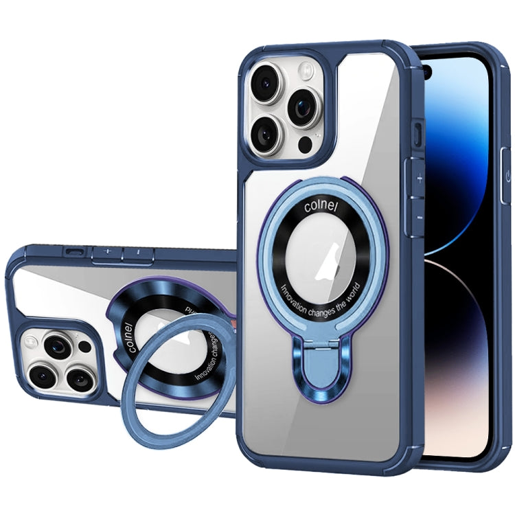 For iPhone 14 Pro MagSafe Acrylic Hybrid TPU Phone Case with Holder(Royal Blue) - iPhone 14 Pro Cases by buy2fix | Online Shopping UK | buy2fix