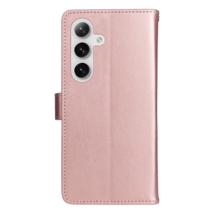 For Samsung Galaxy S25 / S24 5G Cat and Bee Embossed Flip Leather Phone Case(Rose Gold) - Galaxy S25 5G Cases by buy2fix | Online Shopping UK | buy2fix