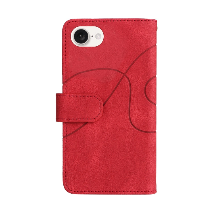 For iPhone SE 2024 Dual-color 9 Card Slots Zipper Wallet Leather Phone Case(Red) - More iPhone Cases by buy2fix | Online Shopping UK | buy2fix