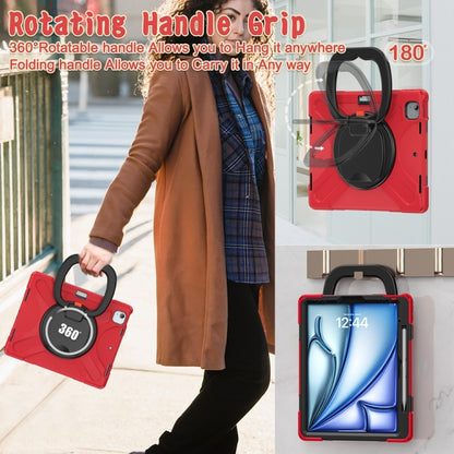 For iPad Air 13 2024 Silicone Hybrid PC Tablet Case with Holder & Shoulder Strap(Red) - iPad Air 13 2024 Cases by buy2fix | Online Shopping UK | buy2fix