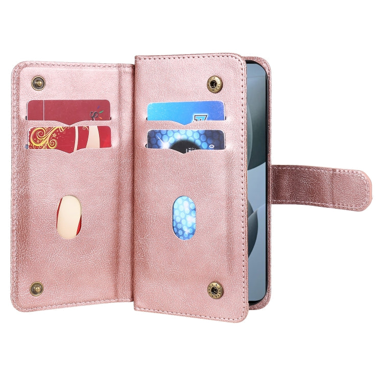 For Redmi K70 Multi-Function Wallet 10 Card Slots Leather Phone Case(Rose Gold) - K70 Cases by buy2fix | Online Shopping UK | buy2fix