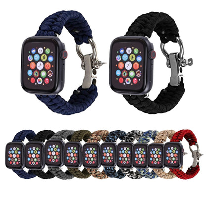 For Apple Watch Ultra 49mm&Watch Ultra 2 49mm / Series 9&8&7 45mm / SE 3&SE 2&6&SE&5&4 44mm / 3&2&1 42mm Umbrella Cord Nylon Braided Watch Band(Blue Black) - Watch Bands by buy2fix | Online Shopping UK | buy2fix