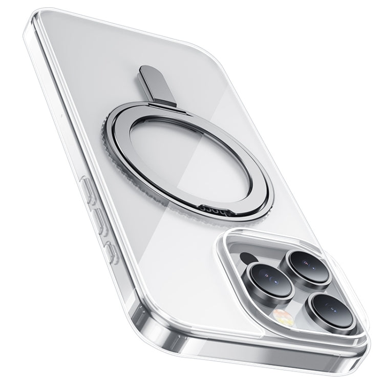 For iPhone 16 Pro Max hoco AS1 MagSafe Magnetic Rotating Stand Phone Case(Transparent) - iPhone 16 Pro Max Cases by hoco | Online Shopping UK | buy2fix