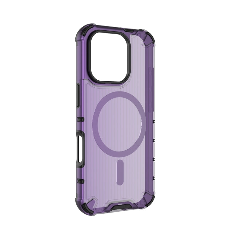 For iPhone 16 Pro Grating Airbag Shockproof MagSafe Frosted Phone Case(Purple) - iPhone 16 Pro Cases by buy2fix | Online Shopping UK | buy2fix