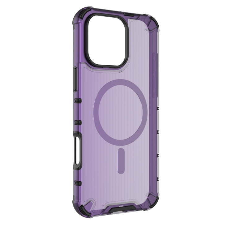 For iPhone 16 Pro Max Grating Airbag Shockproof MagSafe Frosted Phone Case(Purple) - iPhone 16 Pro Max Cases by buy2fix | Online Shopping UK | buy2fix