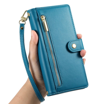 For Redmi K70 Nine Card-slot Zipper Wallet Bag Leather Phone Case(Blue) - K70 Cases by buy2fix | Online Shopping UK | buy2fix