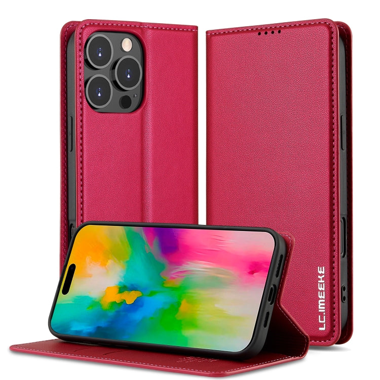 For iPhone 16 Pro Max LC.IMEEKE L1 Series Frosted Fine Texture PU Phone Case(Red) - iPhone 16 Pro Max Cases by LC.IMEEKE | Online Shopping UK | buy2fix