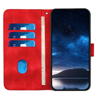 For OnePlus 11 YX0080 Grid Butterfly Embossed Pattern Flip Leather Phone Case with Lanyard(Red) - OnePlus Cases by buy2fix | Online Shopping UK | buy2fix