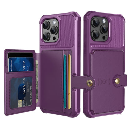 For iPhone 16 Pro Max Magnetic Wallet Card Bag Leather Phone Case(Purple) - iPhone 16 Pro Max Cases by buy2fix | Online Shopping UK | buy2fix