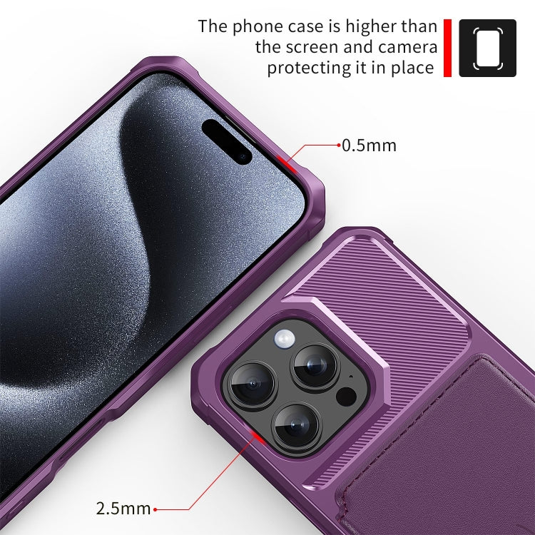 For iPhone 16 Pro Max Magnetic Wallet Card Bag Leather Phone Case(Purple) - iPhone 16 Pro Max Cases by buy2fix | Online Shopping UK | buy2fix