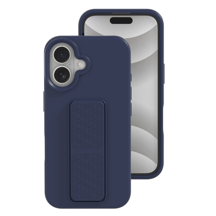 For iPhone 16 Plus Liquid Silicone Holder Phone Case(Midnight Blue) - iPhone 16 Plus Cases by buy2fix | Online Shopping UK | buy2fix