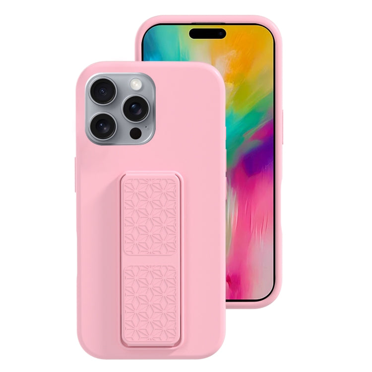 For iPhone 16 Pro Liquid Silicone Holder Phone Case(Pink) - iPhone 16 Pro Cases by buy2fix | Online Shopping UK | buy2fix