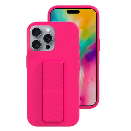 For iPhone 16 Pro Liquid Silicone Holder Phone Case(Brilliant Pink) - iPhone 16 Pro Cases by buy2fix | Online Shopping UK | buy2fix