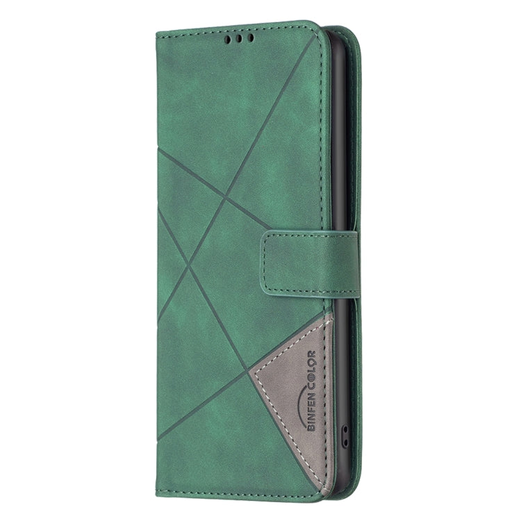 For Redmi K70 Ultra Magnetic Buckle Rhombus Texture Leather Phone Case(Green) - Xiaomi Cases by buy2fix | Online Shopping UK | buy2fix