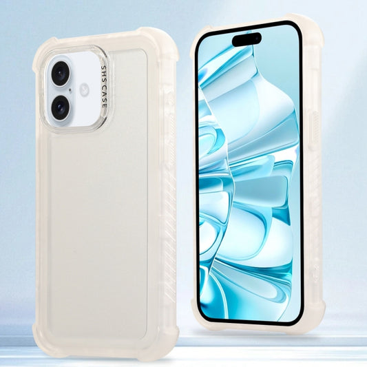 For iPhone 16 Transparent Matte TPU Hybrid PC 3-in-1 Phone Case(White) - iPhone 16 Cases by buy2fix | Online Shopping UK | buy2fix