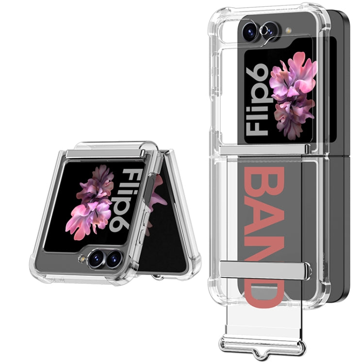 For Samsung Galaxy Z Flip6 GKK Clear Airbag Wristband Holder Phone Case(Transparent Pink) - Galaxy Z Flip6 5G Cases by GKK | Online Shopping UK | buy2fix