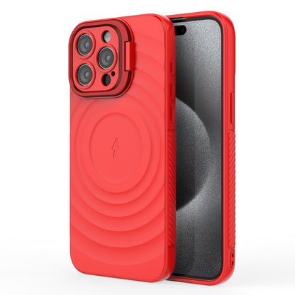 For iPhone 15 Pro Max Lens Frame Bracket Corrugated MagSafe Phone Case(Red) - iPhone 15 Pro Max Cases by buy2fix | Online Shopping UK | buy2fix