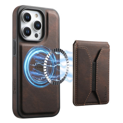 For iPhone 13 Pro Max Denior D17 Skin Feel MagSafe Detachable Card Slot Phone Case(Brown) - iPhone 13 Pro Max Cases by Denior | Online Shopping UK | buy2fix