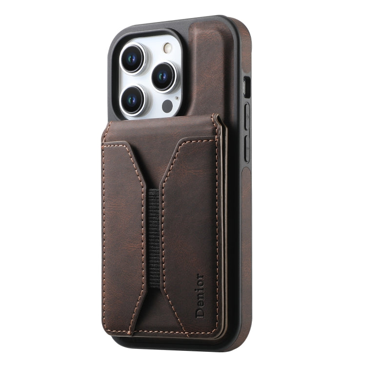 For iPhone 13 Pro Max Denior D17 Skin Feel MagSafe Detachable Card Slot Phone Case(Brown) - iPhone 13 Pro Max Cases by Denior | Online Shopping UK | buy2fix