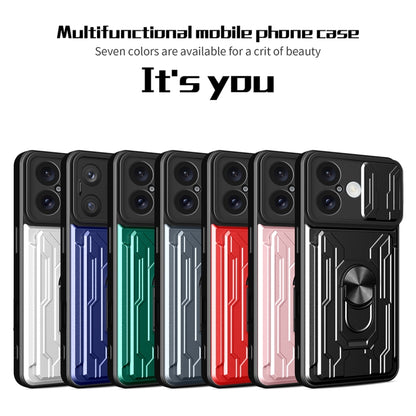 For iPhone 16 Sliding Camshield TPU+PC Phone Case with Card Slot(Black) - iPhone 16 Cases by buy2fix | Online Shopping UK | buy2fix