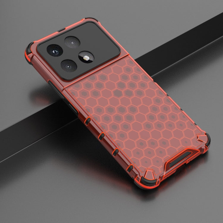 For Redmi K70 Ultra 5G Global Honeycomb Shockproof Phone Case(Red) - Xiaomi Cases by buy2fix | Online Shopping UK | buy2fix