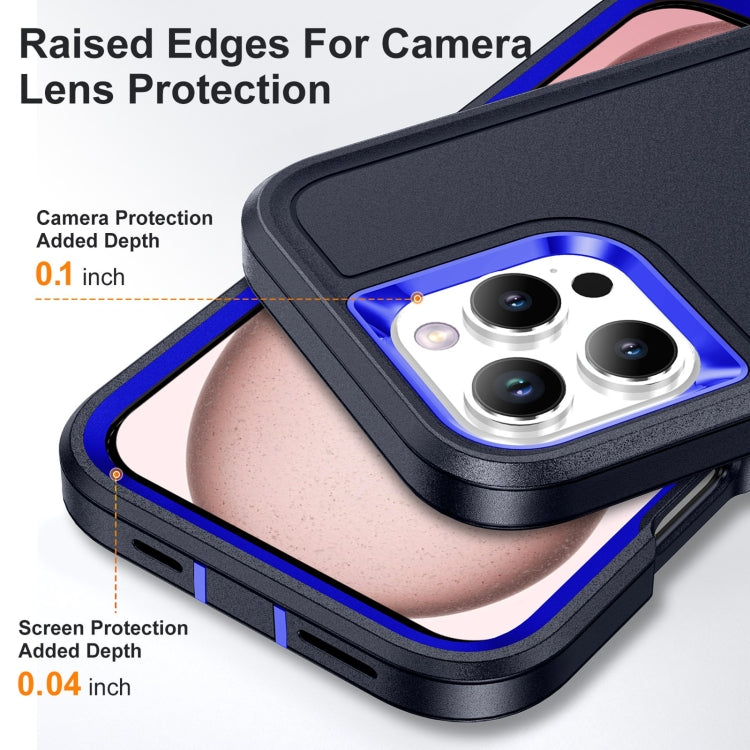 For iPhone 16 Pro Rugged PC + Silicone Phone Case with Holder(Dark Blue+Royal Blue) - iPhone 16 Pro Cases by buy2fix | Online Shopping UK | buy2fix