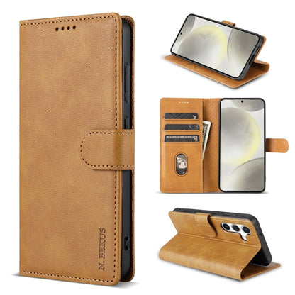 For Samsung Galaxy S24+ 5G N.BEKUS CSJ-P1 Solid Color Leather Phone Case(Brown) - Galaxy S24+ 5G Cases by N.BEKUS | Online Shopping UK | buy2fix