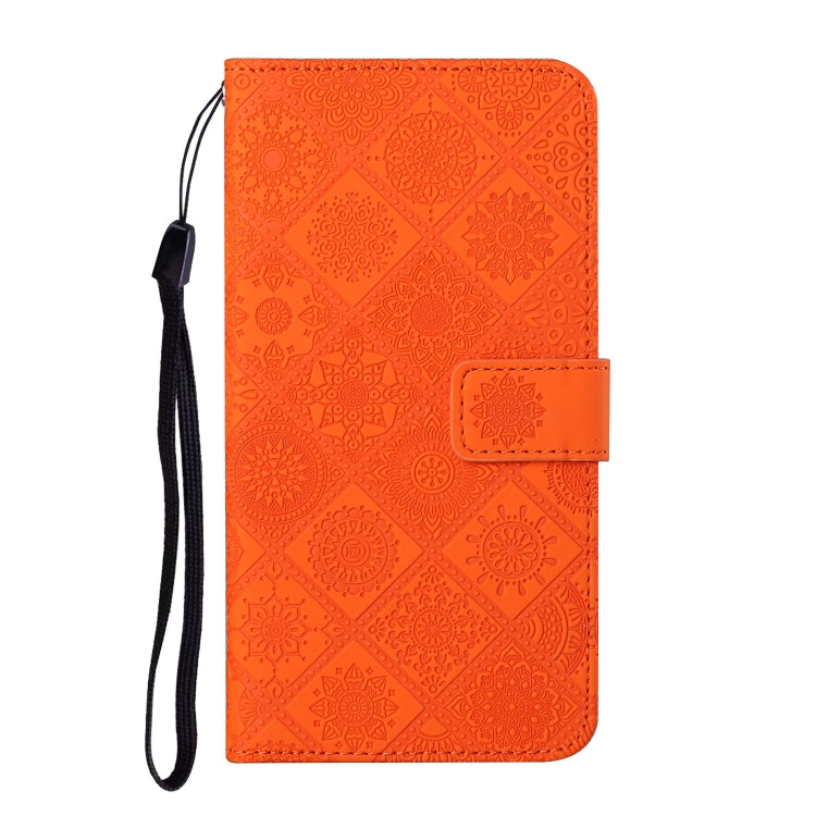 For Samsung Galaxy S25 Ultra 5G Ethnic Style Embossed Pattern Leather Phone Case(Orange) - Galaxy S25 Ultra 5G Cases by buy2fix | Online Shopping UK | buy2fix